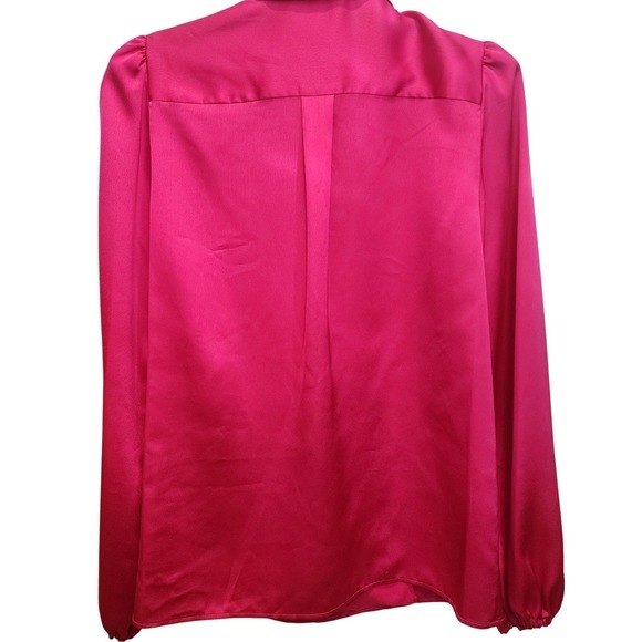 MILLY Karson Luxe Party Pink Fuschia Wrap Front Blouse Medium - Picture 8 of 10